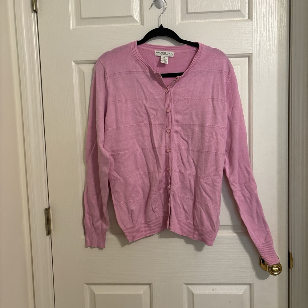 Pendleton Light Pink Button-Front Cotton Cardigan